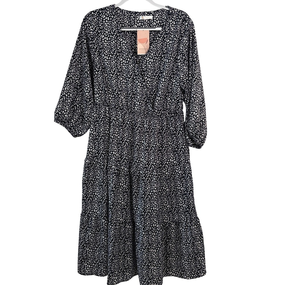 Kirundo Tiered Midi Dress XL Black White Excellent